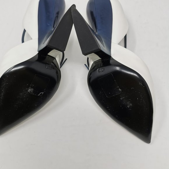 Dior Runway White Sculptured Navy Blue Heel - Picture 9 of 12